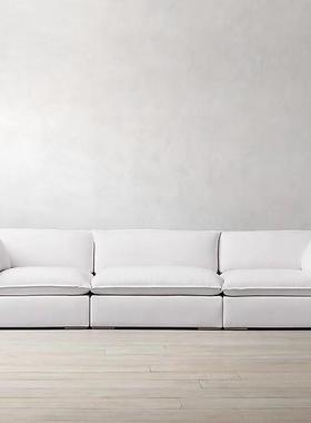 外贸意式现代简约布艺沙发RH家具北欧实木设计美式极简白色成人椅