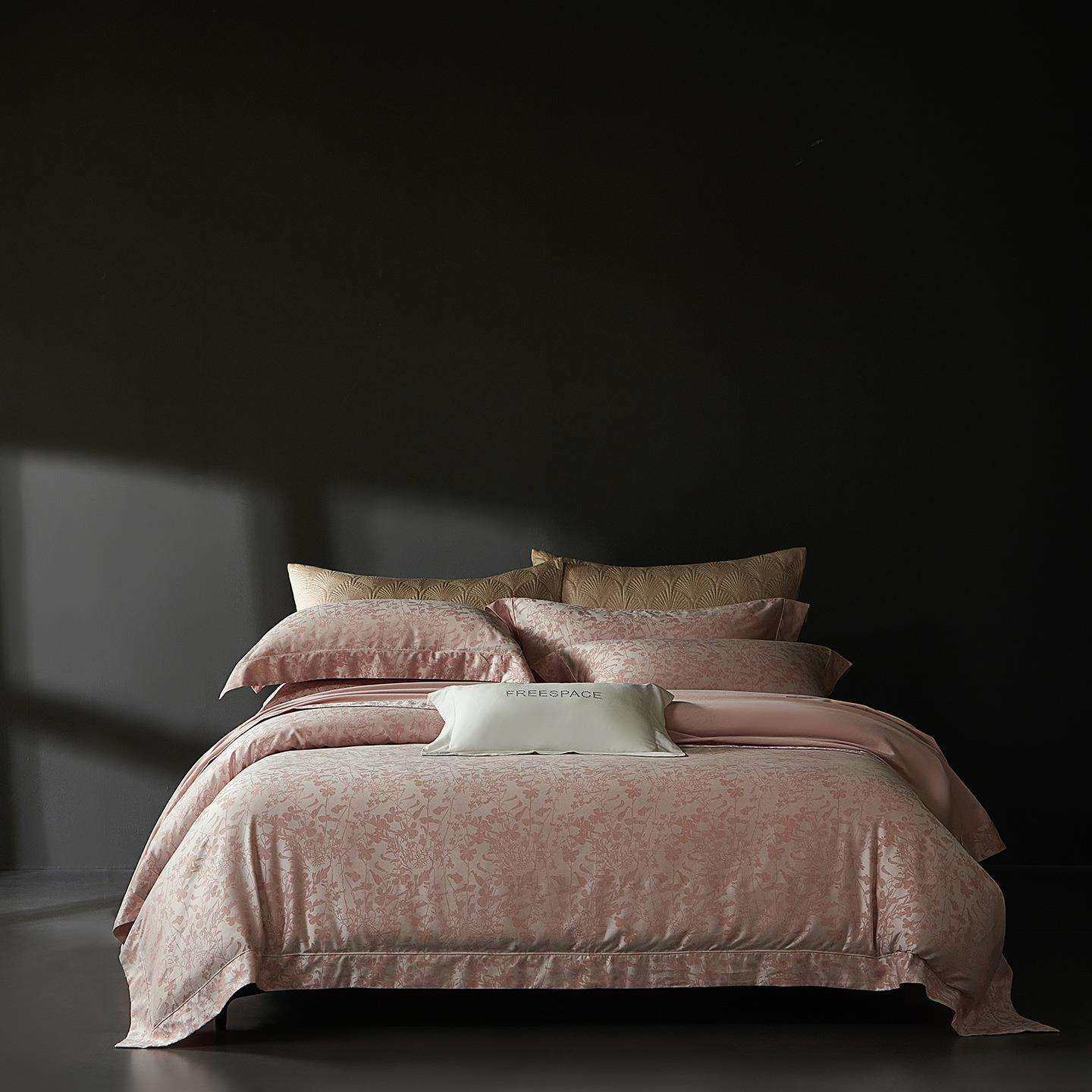 2025新款天丝棉色织提花四件套 1.5m床单款四件套 晨曦 粉,3C数码配件,USB灯,淘宝优惠券,粉丝福利购,淘宝优惠卷