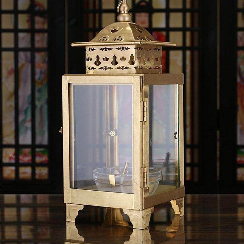 铜油灯家用供佛铜碗油灯供奉长明灯油盏佛前酥油灯座老式油灯架