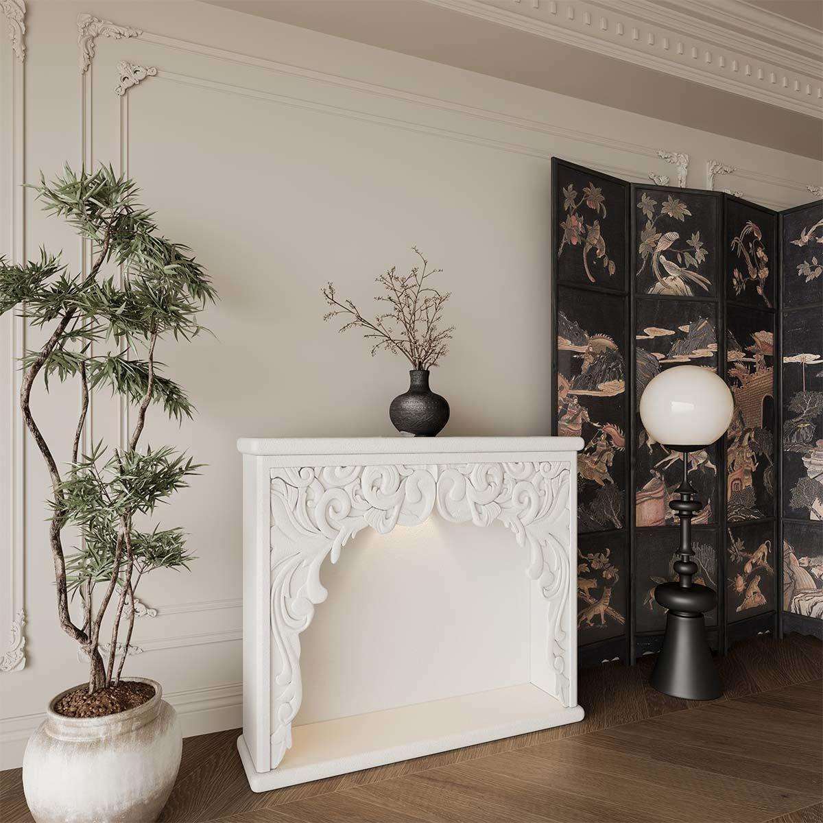 法式奶油风美式复古装饰柜壁炉架民宿别墅客厅仿真网红玄关