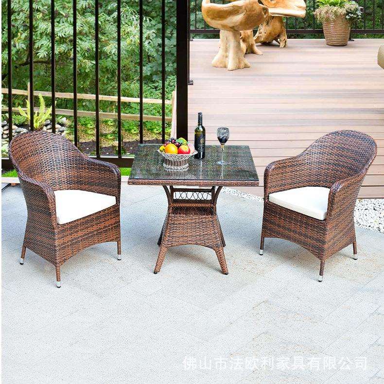 户外藤编家具室外庭院阳台咖啡厅桌椅藤条餐桌椅茶几休闲组合