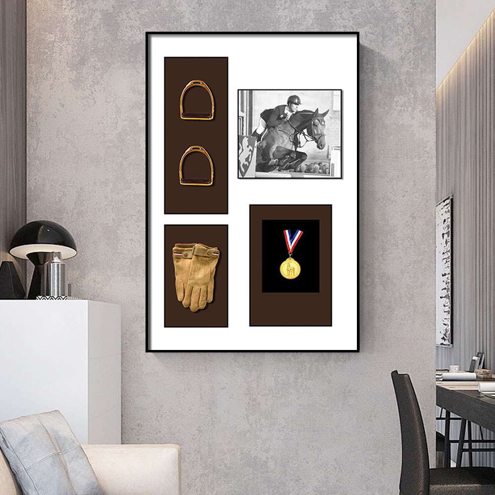 马术装饰画立体装置画玄关走廊酒店工程爱马风挂画创意艺术壁画图片