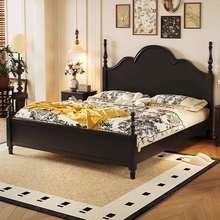 米尔斯实力工厂黑色北欧实木床小户型床家用1米5的床加床垫单人床