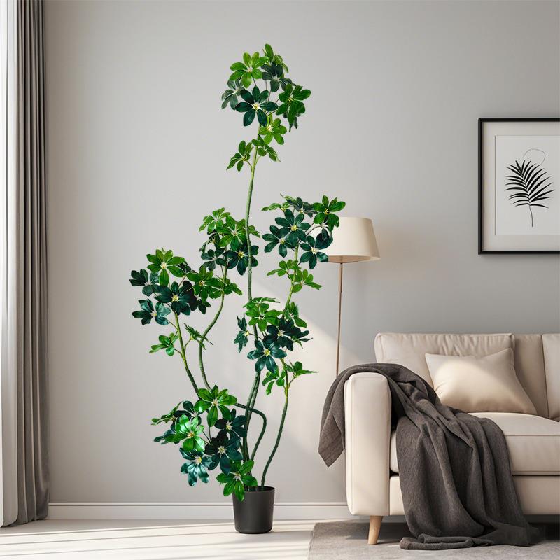 仿真绿植鸭脚木假绿植盆栽室内客厅落地装饰摆件仿生植物造景工厂