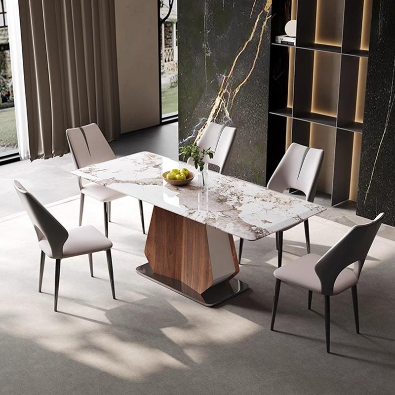 超晶石餐桌椅组合长方形轻奢岩板桌子现代简约奢石家用小户型饭桌