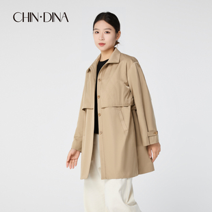 中长款 小个子卡其巨好看翻领可立领廓形外套 风衣女2026早春新款