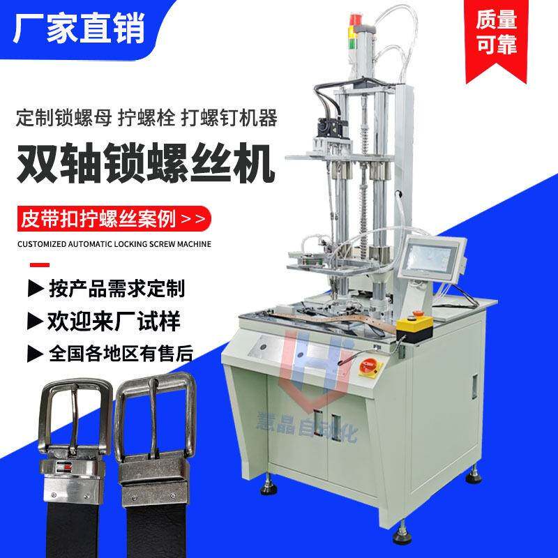 皮带扣自动打螺丝机全自动拧螺丝机器设备双轴立式自动锁螺丝机