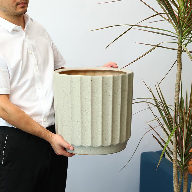 北欧花盆陶瓷家用大号大口径粗陶客厅龙血树千年木种树柠珏沁