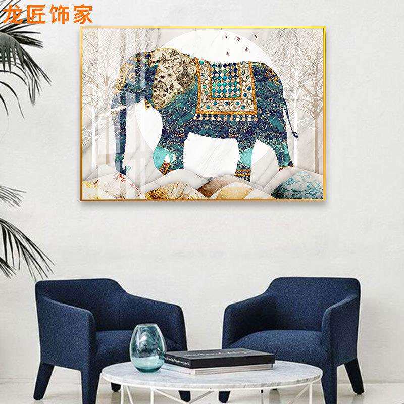 龙匠饰家创意北欧晶瓷电表箱画客厅铝合金挂画样板间有框画