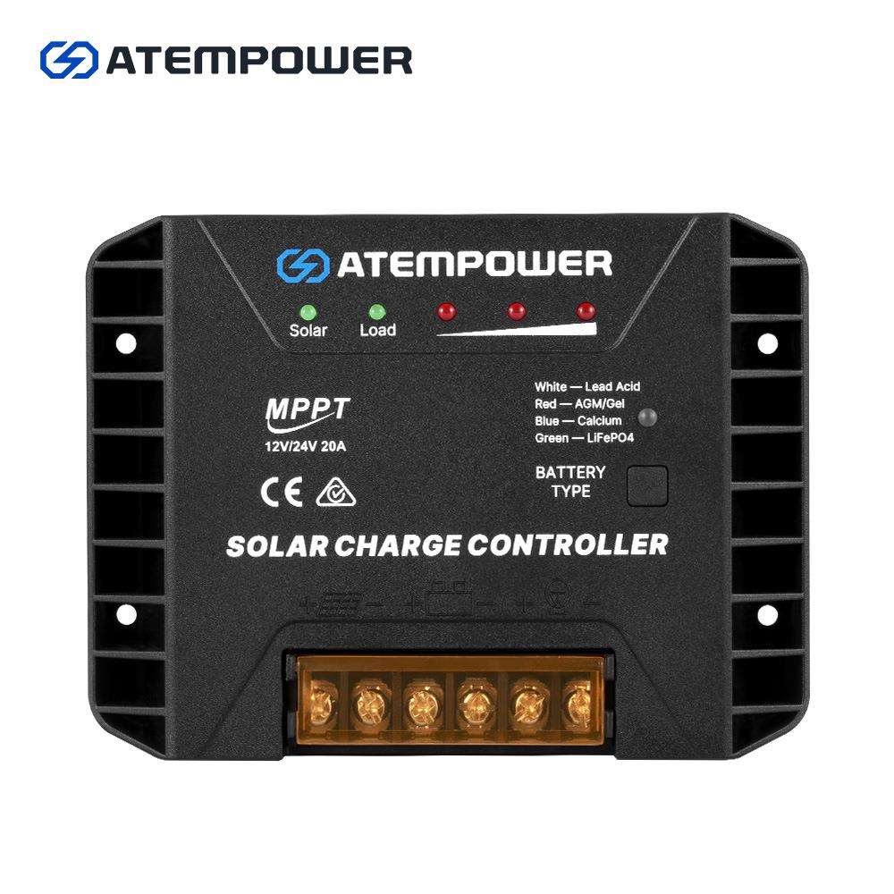 ATEM POWER 12V/24V 20A MPPT太阳能控制器太阳能板充电控制器