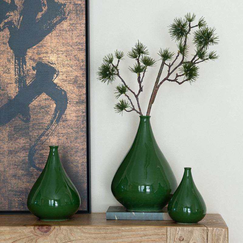 匠十三 新中式墨绿色陶瓷花瓶客厅家居软装饰品摆件日式装饰品,鲜花速递/花卉仿真/绿植园艺,割草机/草坪机,淘宝优惠券,粉丝福利购,淘宝优惠卷