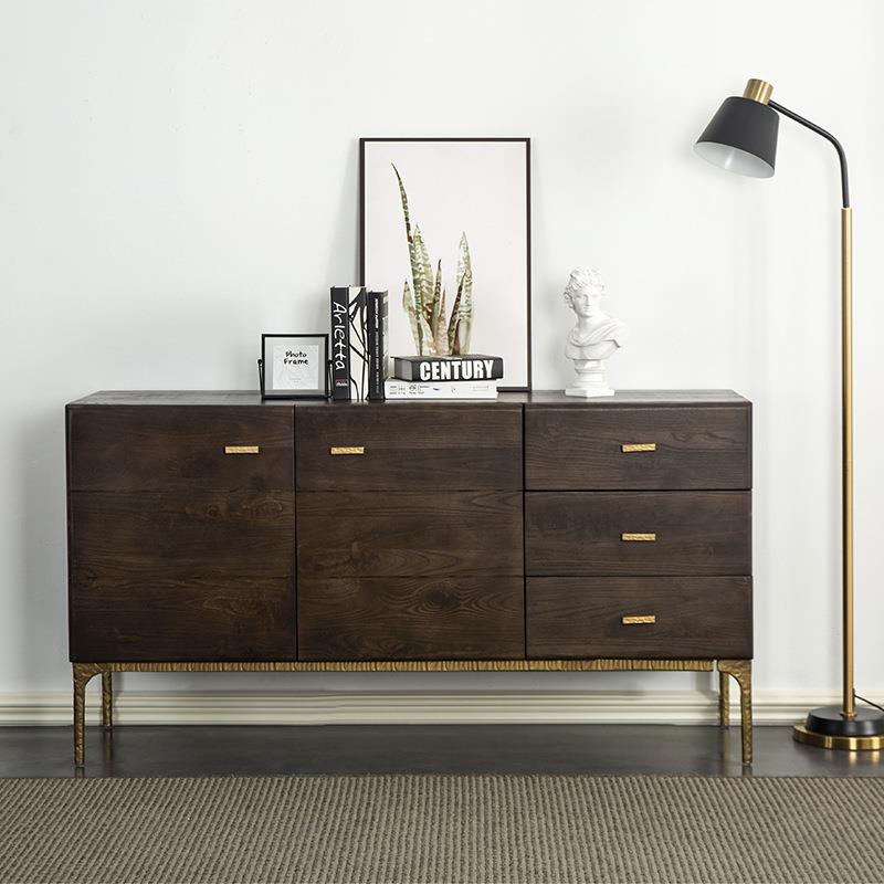 北欧表情实木做旧家用餐边柜子简约现代玄关柜靠墙落地柜储物柜