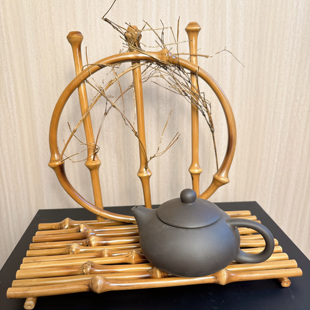 收纳置物架中式摆件竹茶具茶架竹排禅意茶室竹编花器酒店创意茶道