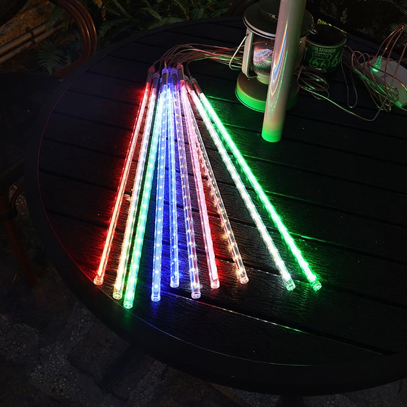 流星雨led灯太阳能灯串七彩户外防水亮化装饰挂树上彩灯树灯装饰