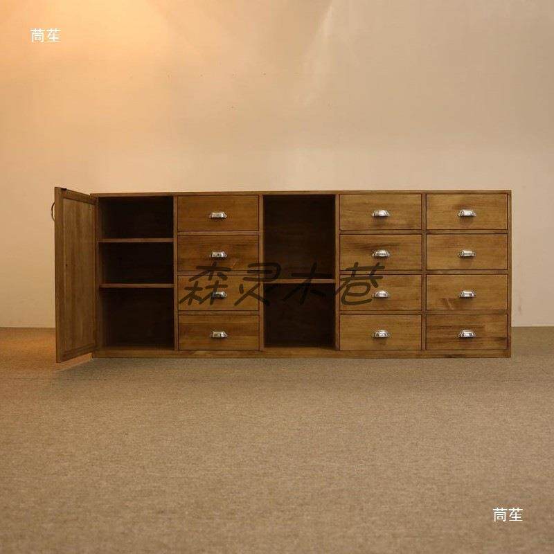 实木复古美甲柜子收纳柜甲胶油展示柜美甲落地柜美甲储物柜墙柜风