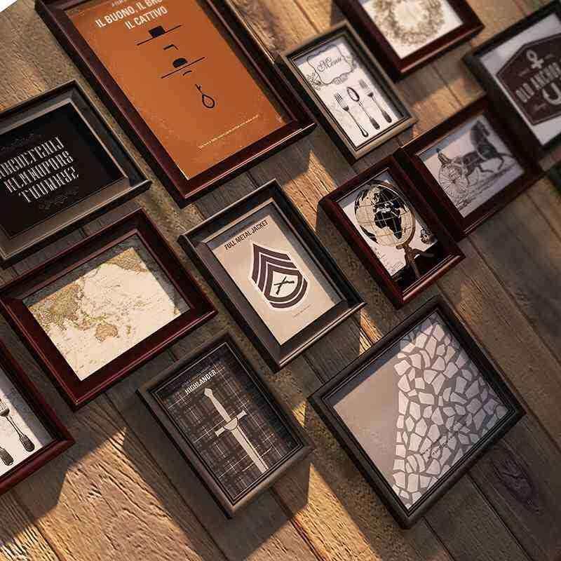 实木照片墙相框墙创意组合相框客厅挂墙相框欧式现代简约相片墙