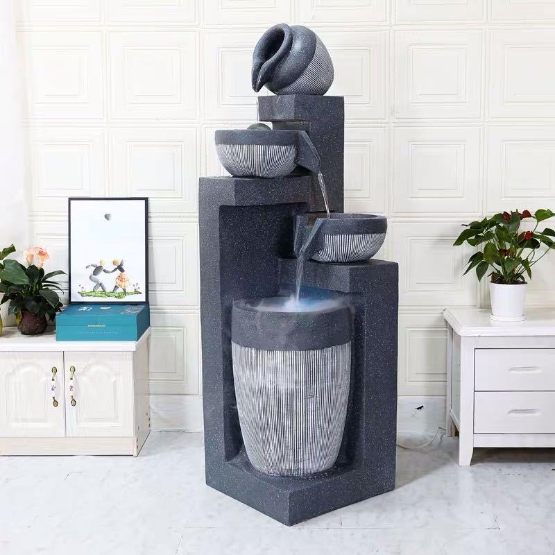 现代简约流水喷泉客厅玄关加湿器电视柜旁摆件办公室生财景观装饰