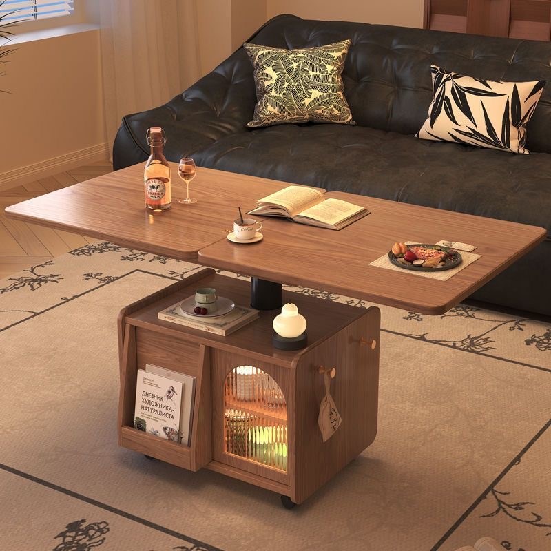 全实木多功能移动推车茶几茶桌y升降客厅折叠茶台餐桌沙发两用户