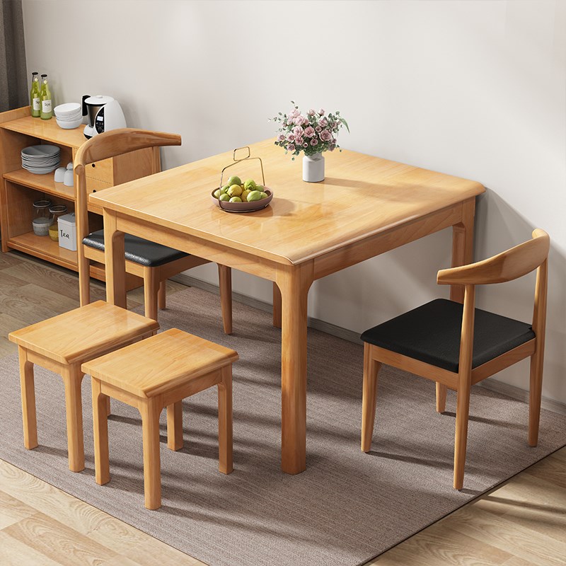 实木餐桌小方桌正方形八仙桌小户C型家用吃饭桌子棋牌桌掼蛋专用