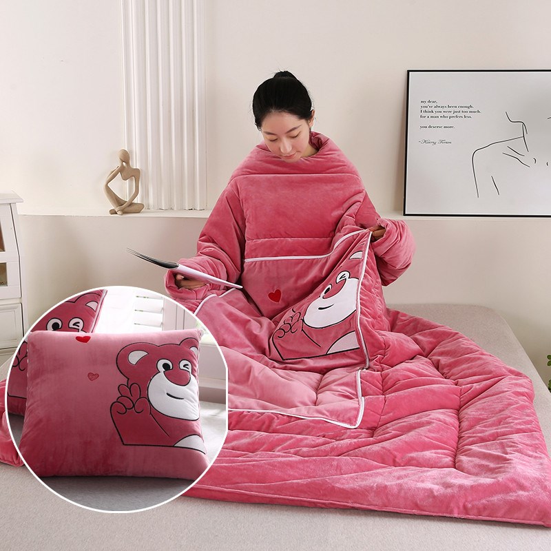英式A类b懒人抱枕被子带袖子可穿双面绒二合一两用多功能冬季加厚