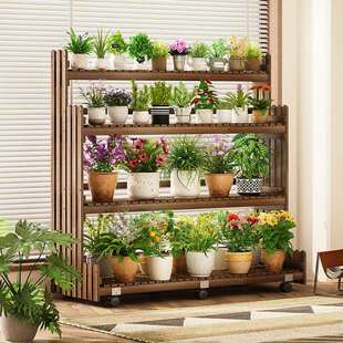 多层花架阶梯式花盆架子家用室内阳台盆栽架子田园风立式置物架