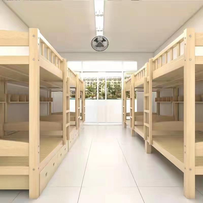实木员工宿舍连体床学生成人床组合木质上下铺公寓床厂家高箱