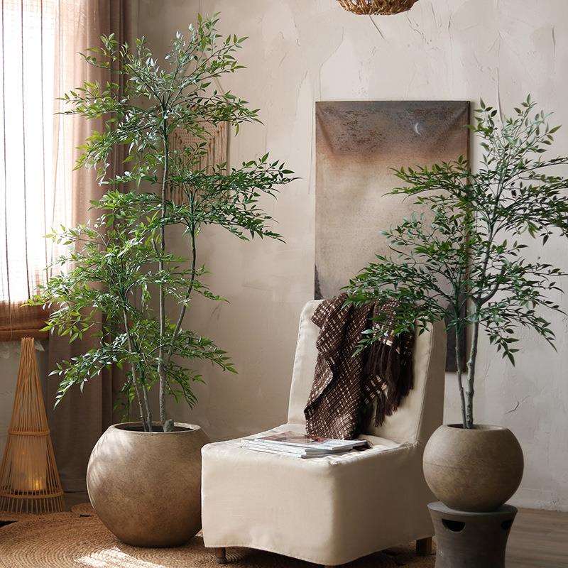 仿真绿植南天竹室内客厅假树仿生植物奶茶店空间造景装饰摆件盆栽