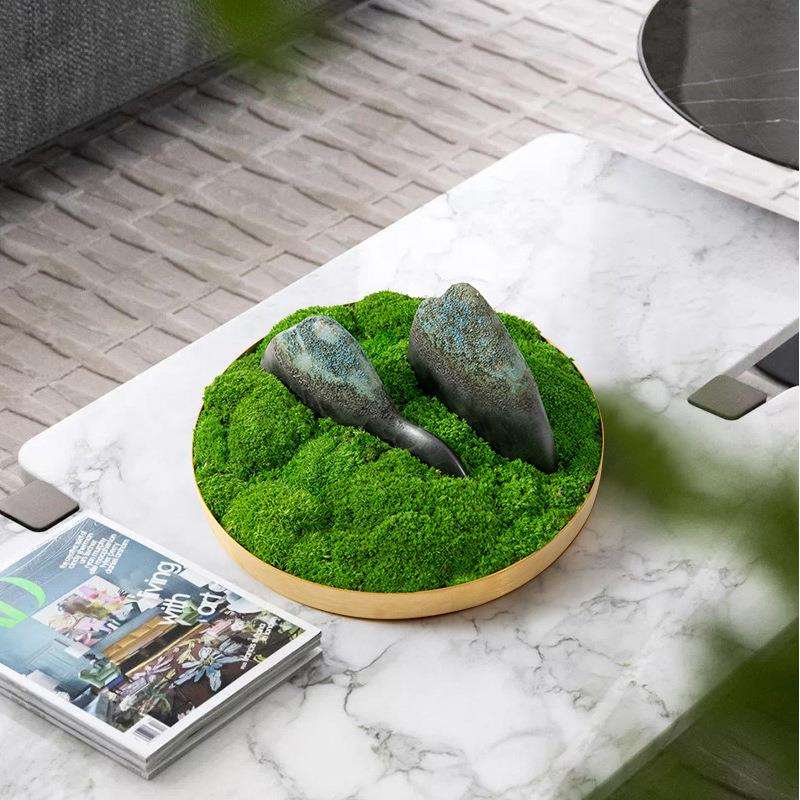 新中式仿真盆景永生苔藓茶室小盆栽摆件酒店大堂售楼处洽谈桌摆花