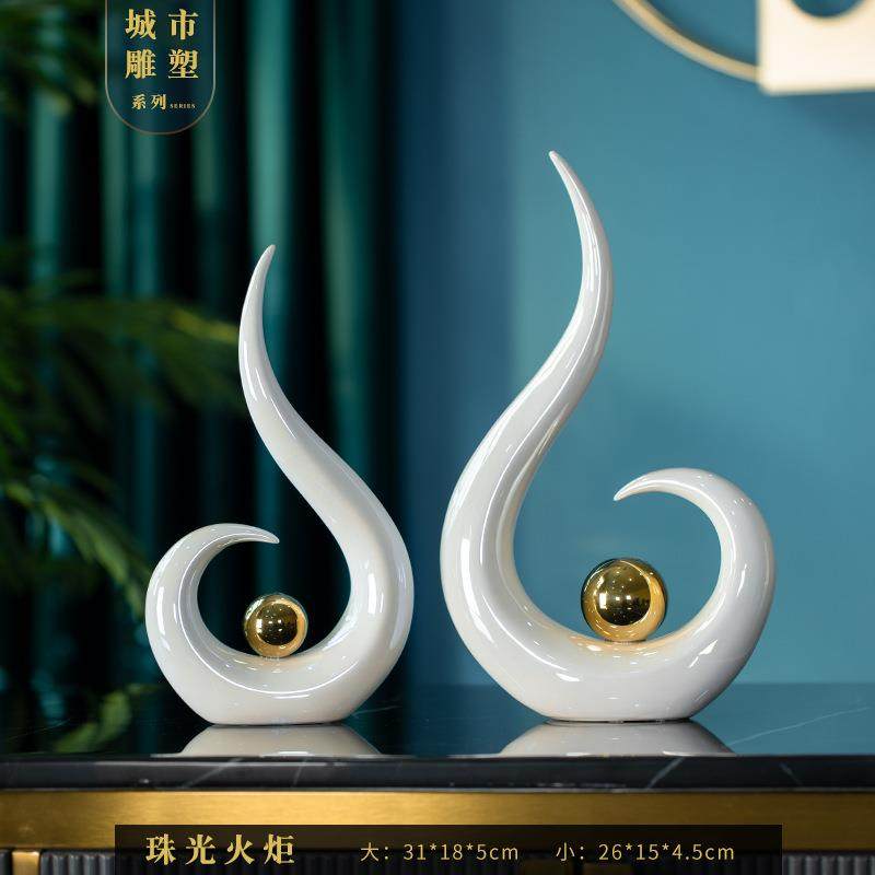 现代轻奢火炬摆件高档客厅玄关电视柜酒柜家居工艺术软装陶瓷摆件,鲜花速递/花卉仿真/绿植园艺,割草机/草坪机,淘宝优惠券,粉丝福利购,淘宝优惠卷