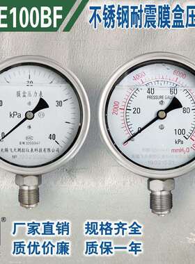无锡飞天FTYLB厂家直销YNE100BF耐震不锈钢膜盒压力表微压千帕表
