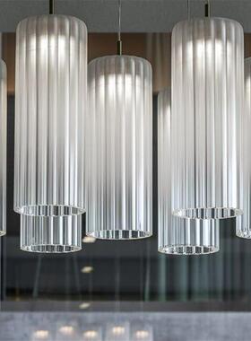 奶白玻璃管斜切黄色茶色大堂宴会厅饰吊灯工程灯具非标创意