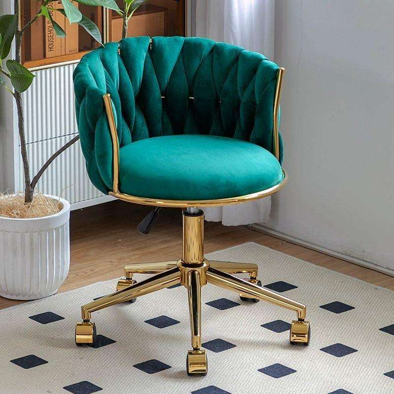 轻奢化妆椅卧室梳妆凳家用布艺主播梳妆台椅金色美甲椅电脑书桌椅