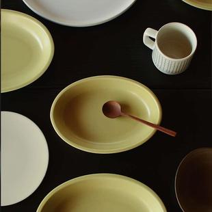 Camus 炒菜 say 雾面釉黄绿椭圆大小盘 沙拉盘 拾秋系列 收集时光