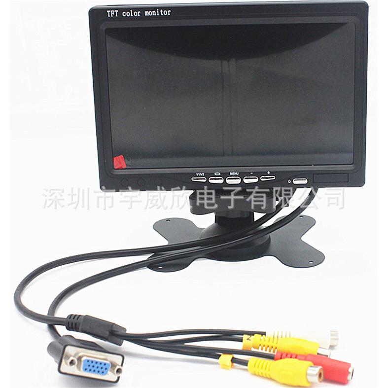 7寸1024高清车载电脑VGA+AV+电阻触摸屏多功能监控安防显示器
