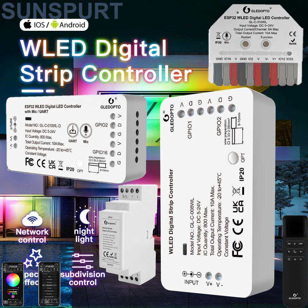 格乐德ESP32WLED幻彩控制器支持WS2811SK6812SM16703PWS2812B灯带