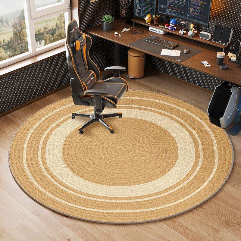 电竞房书房转椅圆形防滑垫子TPR比利时绒地毯电脑椅子地板保护垫