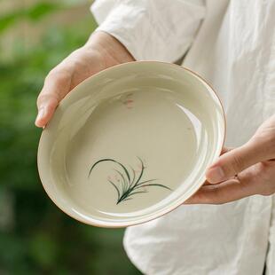 果盘餐盘壶承干炮盘陶瓷干泡台蓄水茶具茶道零配件家用壶托杯垫兰