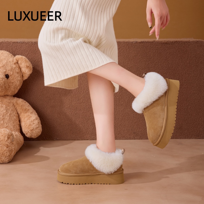 秋季女士舒适厚底一脚蹬雪地靴