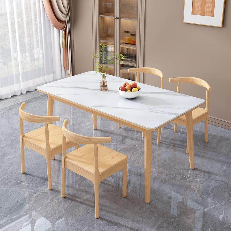 全实木餐桌家用小户型北欧橡胶木实木餐厅桌椅组合长方形吃饭桌子