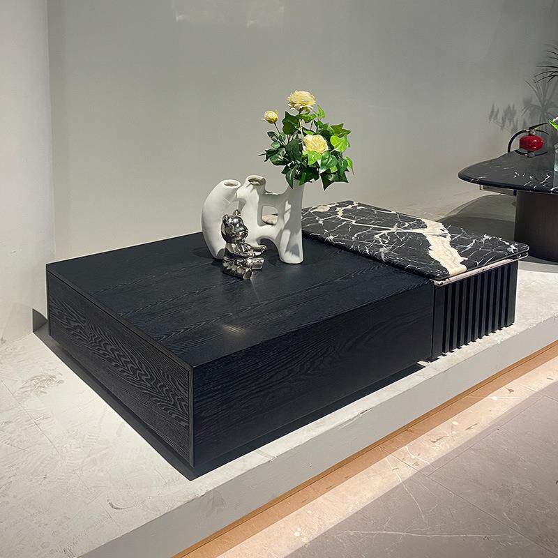 客厅家用别墅大平层轻奢意式极简微晶石茶几高端设计师正方形茶几