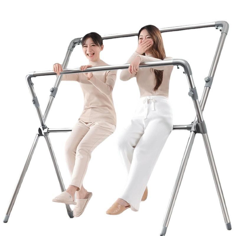 晾衣架落地折叠室内家用阳台室外不锈钢卧室凉伸缩式杆晒被子衣架