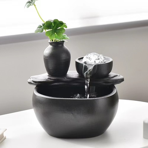 升级版USB蓄电池n充电流水摆件不插电流水摆件自动循环流水摆件