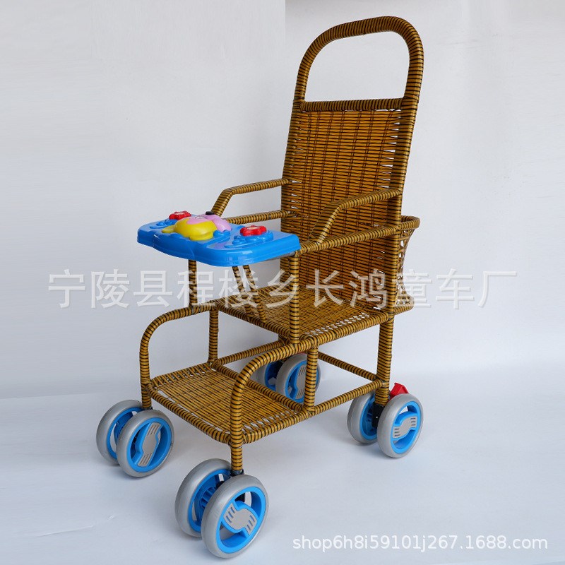 宝宝竹藤藤椅推车婴儿藤编车儿童轻便坐式音乐手推车夏季夏天新款