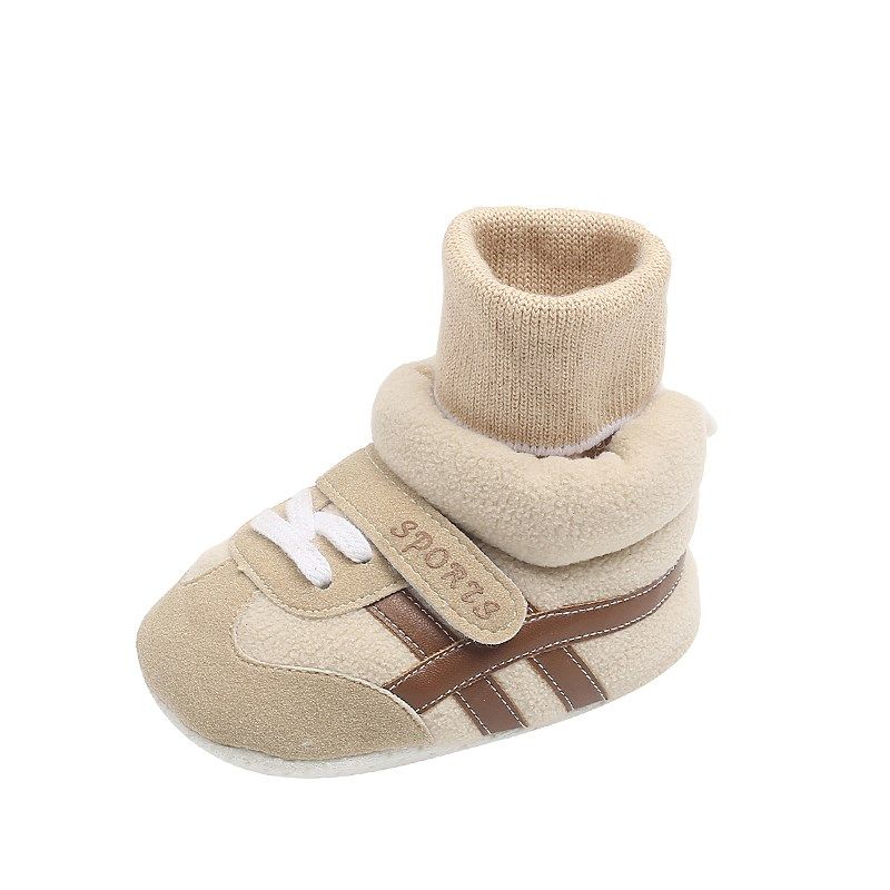 婴儿秋冬鞋袜0-1岁加绒保暖鞋男女宝宝棉鞋子6-12个月软底不掉鞋9