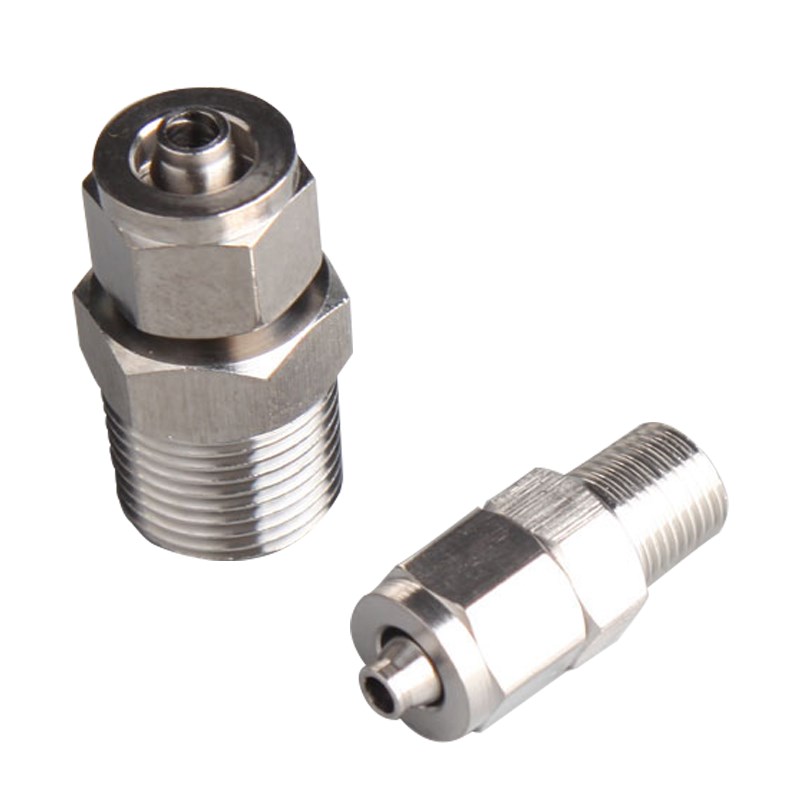 304不锈钢快拧PC直通终端螺纹接头 锁母接头 快拧外螺纹软管接头