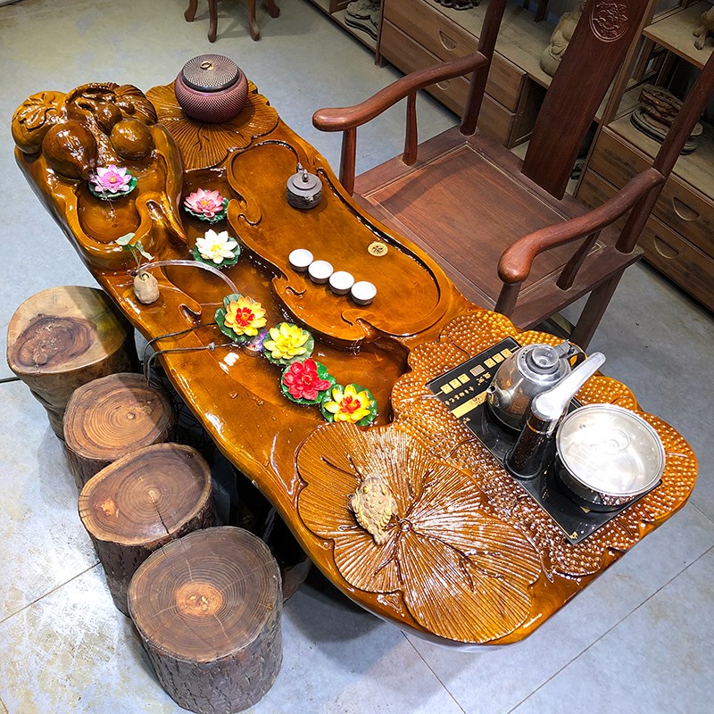 树根根雕茶台g金丝楠木整体茶几功夫茶海实木茶桌原木茶几SP3491