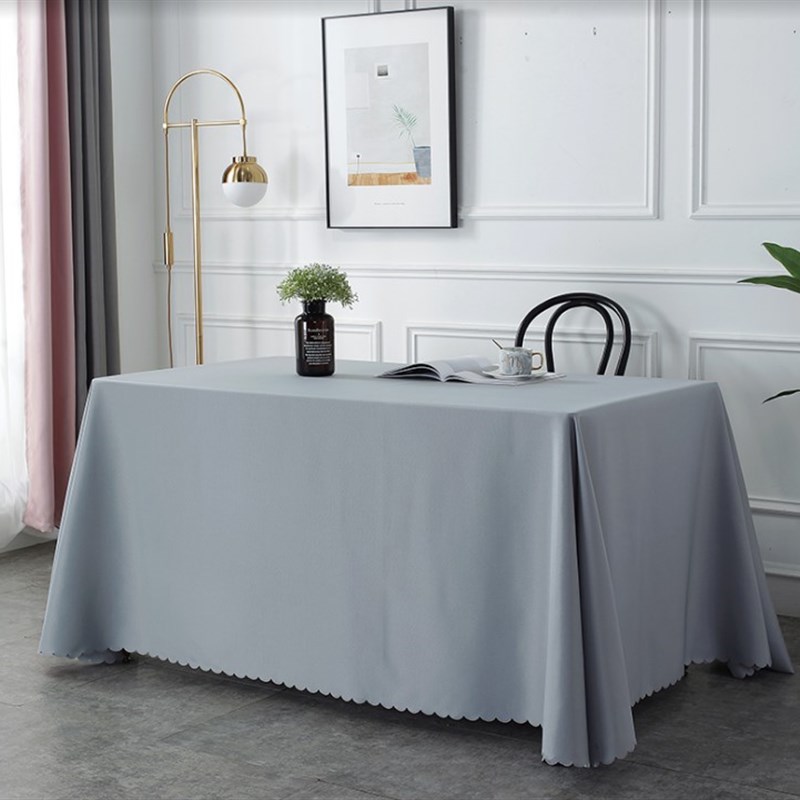 灰色公司会议桌桌布台p布长条桌定制商务茶几高级感办公室会展摆