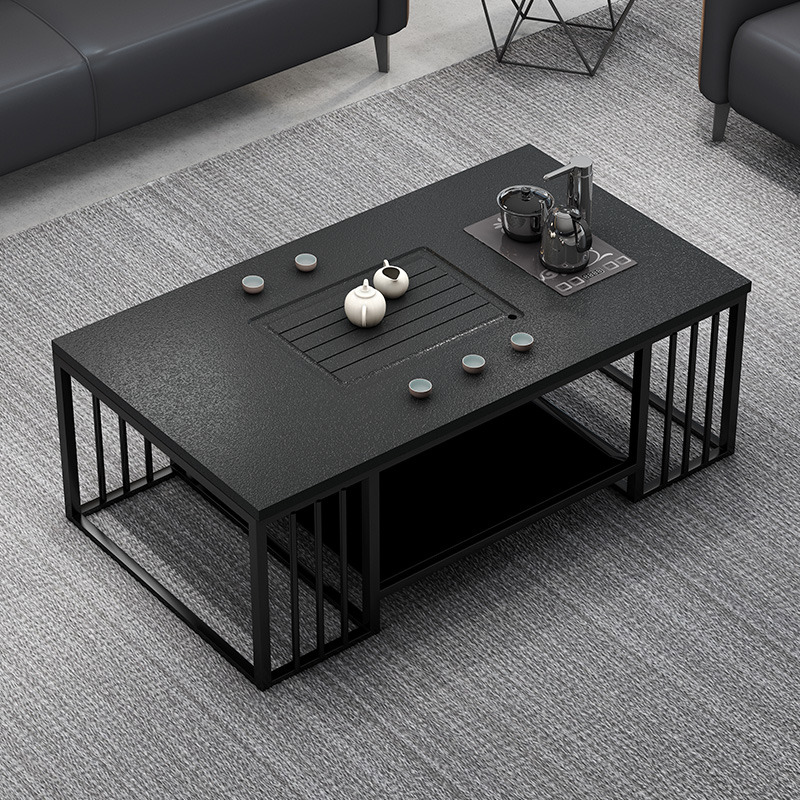 办公沙发 火烧石功夫茶桌 简约A现代大理石泡茶台办公茶几带电磁