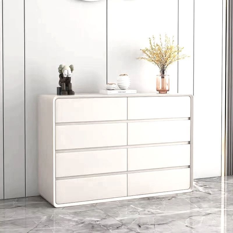 奶油色斗柜白色奶油风五斗柜卧室现代简约收纳Q柜全实木多层储物