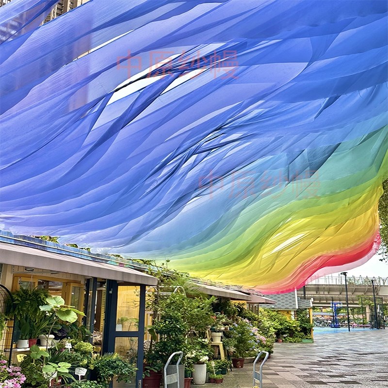 户外风动纱幔网红吊顶布幔t餐厅民宿装饰布幔酒店景区帐篷风动纱